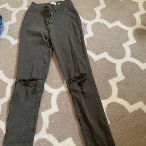 green right skinny jeans